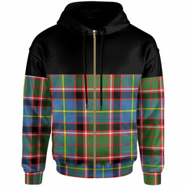 Scottish Stirling & Bannockburn District Clan Tartan Hoodie - Horizontal Style Zip Tartan Plaid