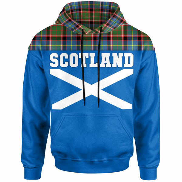 Scottish Stirling & Bannockburn District Clan Tartan Hoodie - Lion Rampant of Scotland With Flag Front Side Tartan Plaid