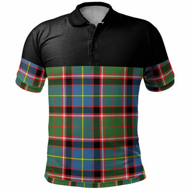 Scottish Stirling & Bannockburn District Clan Tartan Polo Shirt - Horizontal Style Front Side Tartan Plaid