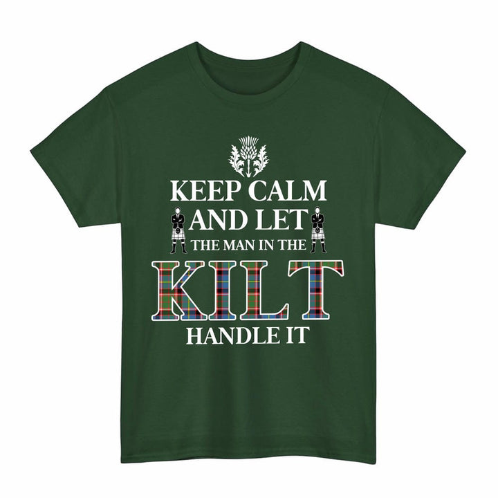 Scottish Stirling & Bannockburn District Clan Tartan T-Shirt - Keep Calm Tartan Plaid Forest Green Color