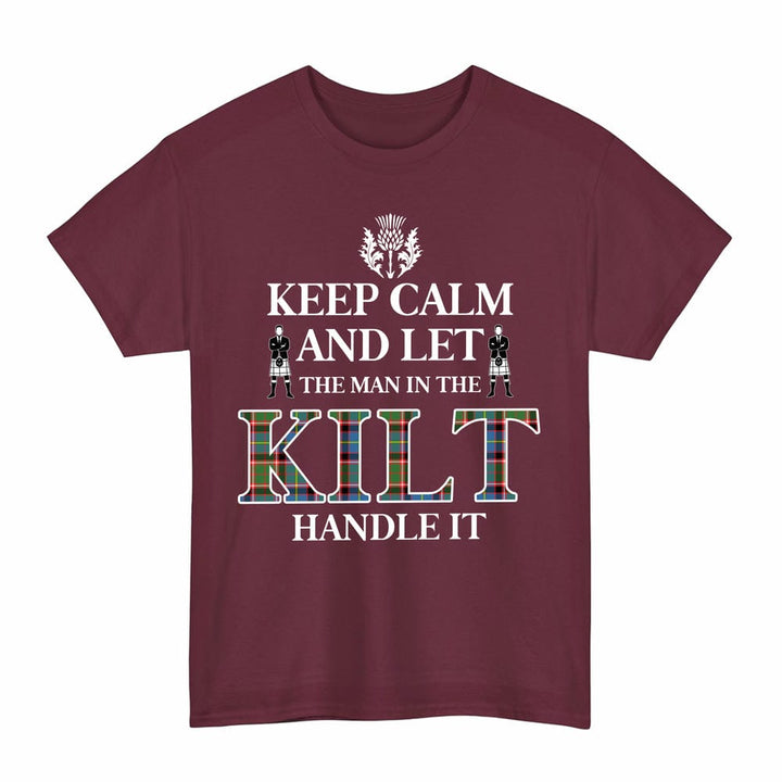 Scottish Stirling & Bannockburn District Clan Tartan T-Shirt - Keep Calm Tartan Plaid Maroon Color