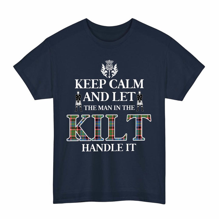 Scottish Stirling & Bannockburn District Clan Tartan T-Shirt - Keep Calm Tartan Plaid Navy Color