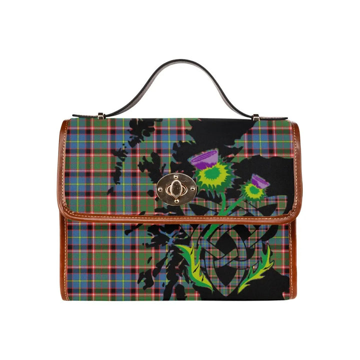 Scottish Stirling & Bannockburn District Clan Tartan Waterproof Canvas Bag With Thistle Tartan Plaid 2