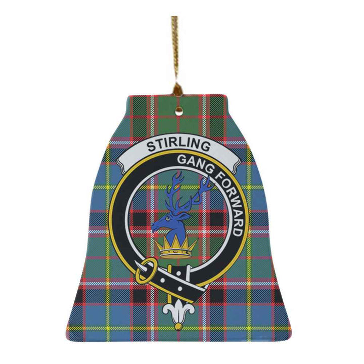 Scottish Stirling (of Cadder-Present Chief) Clan Crest Tartan Ceramic Ornament Bell Shape Tartan Plaid