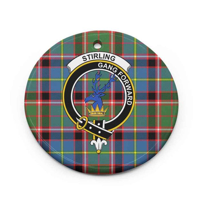 Scottish Stirling (of Cadder-Present Chief) Clan Crest Tartan Ceramic Ornament Circle Shape Tartan Plaid
