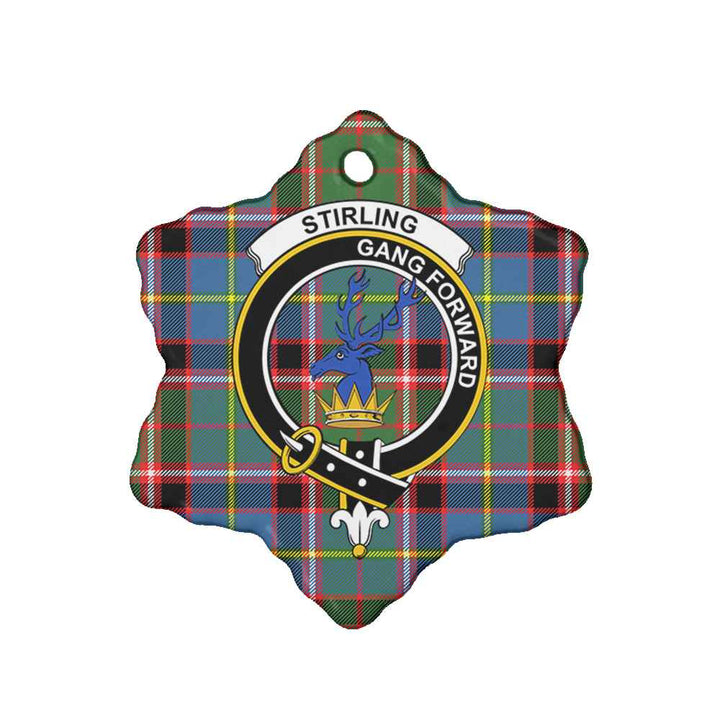 Scottish Stirling (of Cadder-Present Chief) Clan Crest Tartan Ceramic Ornament Snow Flake Shape Tartan Plaid