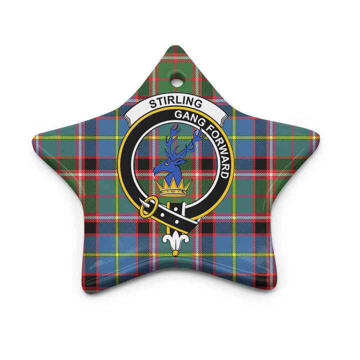 Scottish Stirling (of Cadder-Present Chief) Clan Crest Tartan Ceramic Ornament Star Shape Tartan Plaid