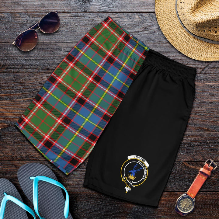 Scottish Stirling (of Cadder-Present Chief) Clan Crest Tartan Half of Me Men's Shorts