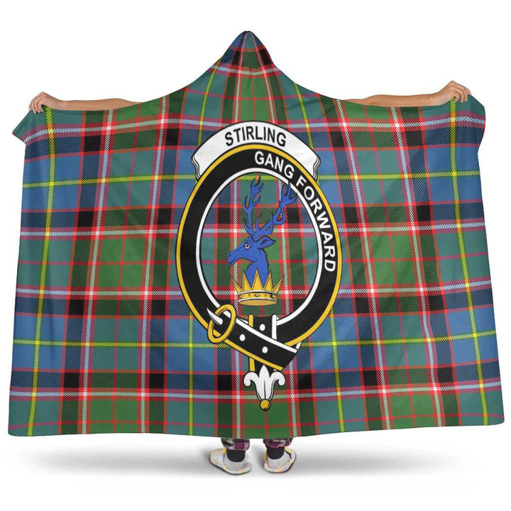 Scottish Stirling (of Cadder-Present Chief) Clan Crest Tartan Hooded Blanket Tartan Plaid 1