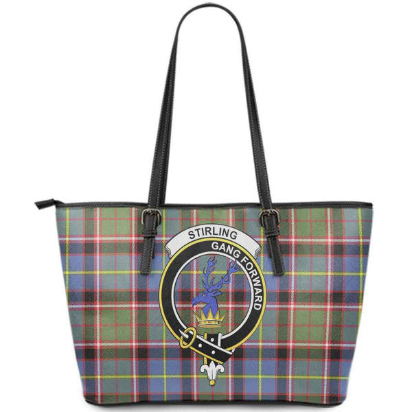 Scottish Stirling (of Cadder-Present Chief) Clan Crest Tartan Leather Tote Tartan Plaid