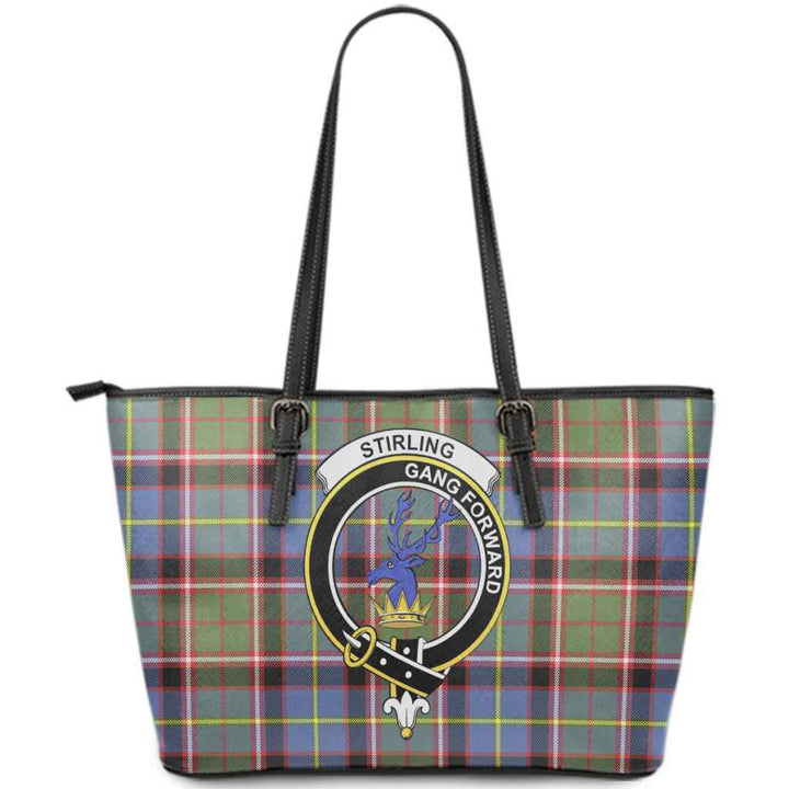 Scottish Stirling (of Cadder-Present Chief) Clan Crest Tartan Leather Tote Tartan Plaid