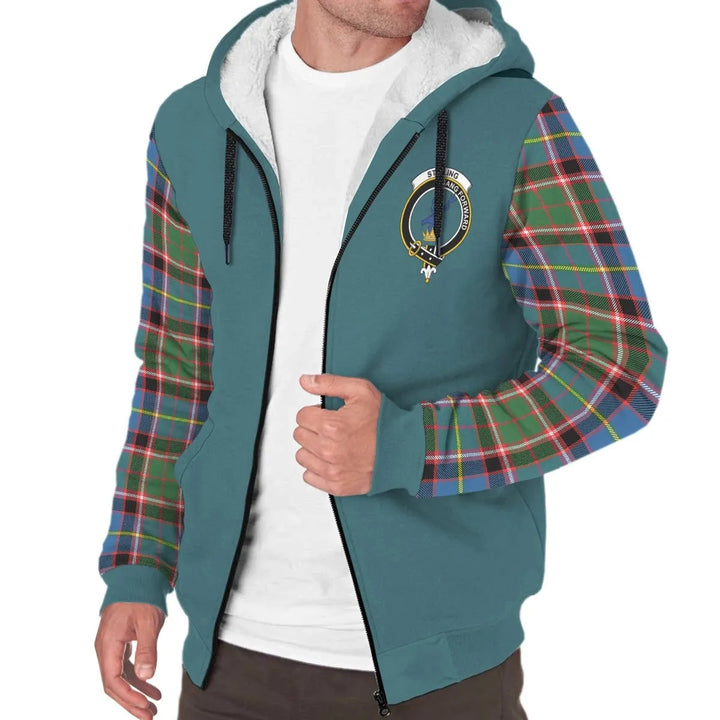 Scottish Stirling (of Cadder-Present Chief) Clan Crest Tartan Plaid Sleeve Sherpa Hoodie