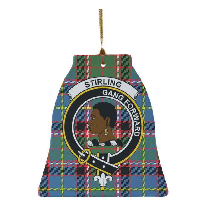 Scottish Stirling (of Keir) Clan Crest Tartan Ceramic Ornament Bell Shape Tartan Plaid