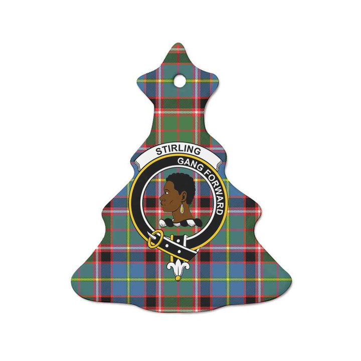 Scottish Stirling (of Keir) Clan Crest Tartan Ceramic Ornament Tree Shape Tartan Plaid
