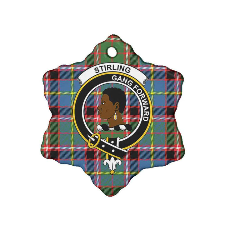 Scottish Stirling (of Keir) Clan Crest Tartan Ceramic Ornament Snow Flake Shape Tartan Plaid