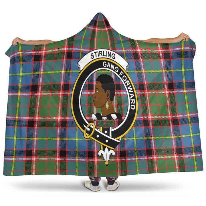 Scottish Stirling (of Keir) Clan Crest Tartan Hooded Blanket Tartan Plaid 1
