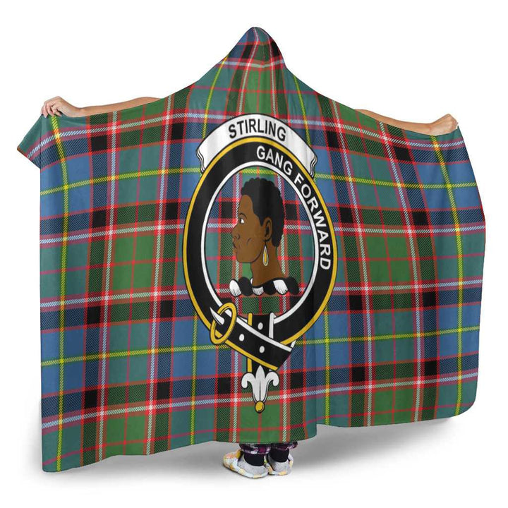 Scottish Stirling (of Keir) Clan Crest Tartan Hooded Blanket Tartan Plaid 2