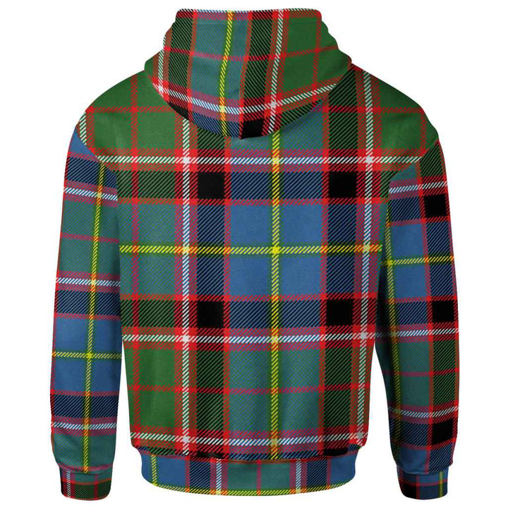 Scottish Stirling (of Keir) Clan Crest Tartan Hoodie Back Side Tartan Plaid