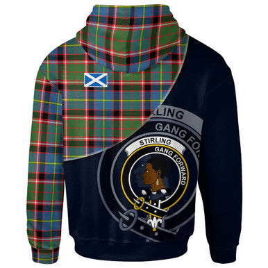 Scottish Stirling (of Keir) Clan Crest Tartan Hoodie - Bend Style Back Side Tartan Plaid