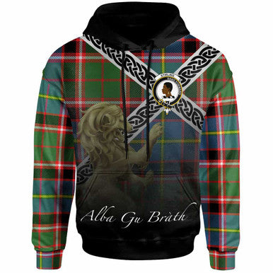 Scottish Stirling (of Keir) Clan Crest Tartan Hoodie - Scotland Lion Front Side Tartan Plaid