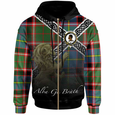 Scottish Stirling (of Keir) Clan Crest Tartan Hoodie - Scotland Lion Zip-up Tartan Plaid
