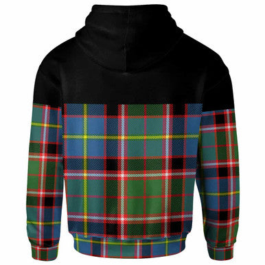 Scottish Stirling (of Keir) Clan Crest Tartan Hoodie - Horizontal Style Back Side Tartan Plaid