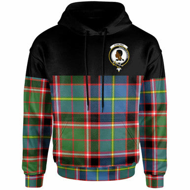 Scottish Stirling (of Keir) Clan Crest Tartan Hoodie - Horizontal Style Front Side Tartan Plaid