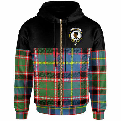 Scottish Stirling (of Keir) Clan Crest Tartan Hoodie - Horizontal Style Zip-up Tartan Plaid