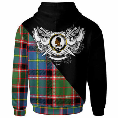 Scottish Stirling (of Keir) Clan Crest Tartan Hoodie - Military Logo Back Side Tartan Plaid