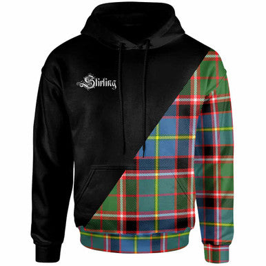 Scottish Stirling (of Keir) Clan Crest Tartan Hoodie - Military Logo Front Side Tartan Plaid