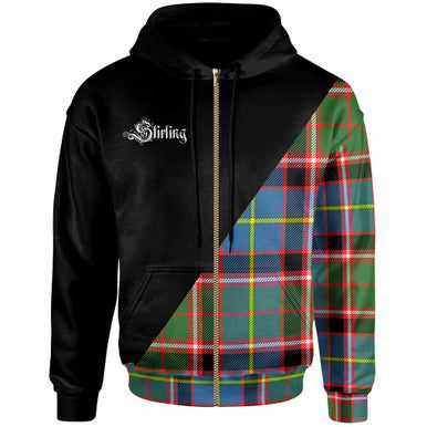 Scottish Stirling (of Keir) Clan Crest Tartan Hoodie - Military Logo Zip-up Tartan Plaid