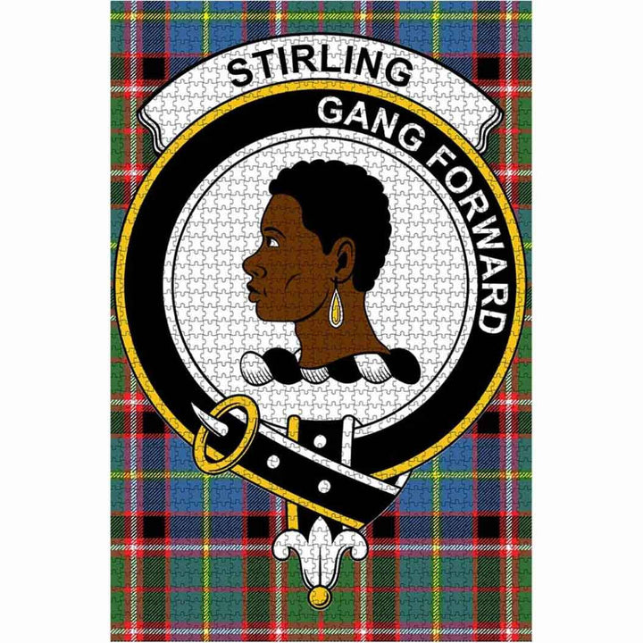 Scottish Stirling of Keir Clan Crest Tartan Jigsaw Puzzle 1