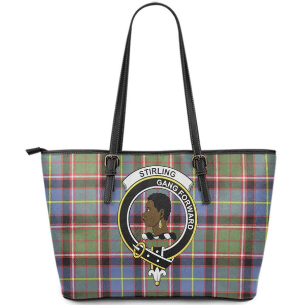 Scottish Stirling (of Keir) Clan Crest Tartan Leather Tote Tartan Plaid
