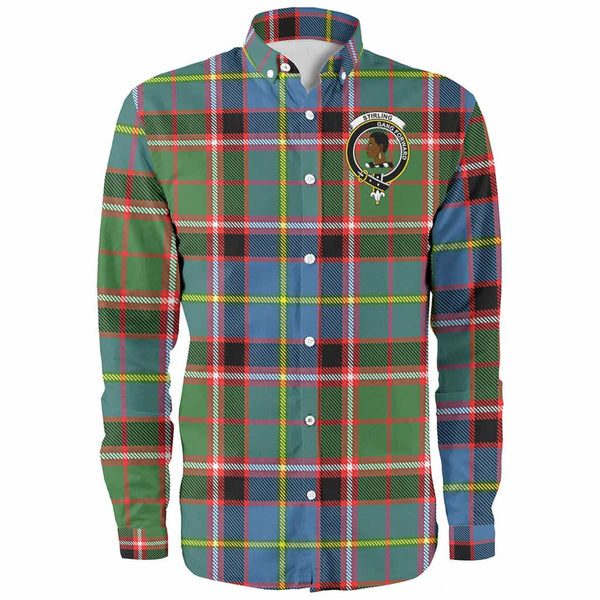 Scottish Stirling (of Keir) Clan Crest Tartan Long Sleeve Shirt Front Side Tartan Plaid
