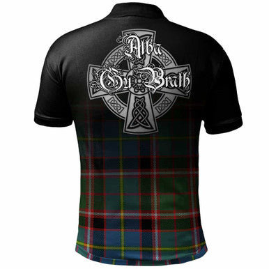 Scottish Stirling (of Keir) Clan Crest Tartan Polo Shirt - Alba Gu Brath Family Crest Celtic Inspired Back Side Tartan Plaid