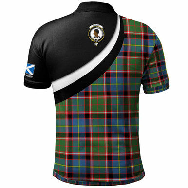 Scottish Stirling (of Keir) Clan Crest Tartan Polo Shirt - Scotland Forever Style Back Side Tartan Plaid