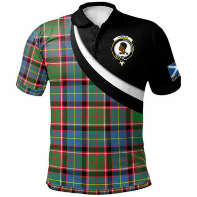 Scottish Stirling (of Keir) Clan Crest Tartan Polo Shirt - Scotland Forever Style Front Side Tartan Plaid