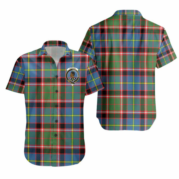 Scottish Stirling (of Keir) Clan Crest Tartan Short Sleeve Shirt Tartan Plaid