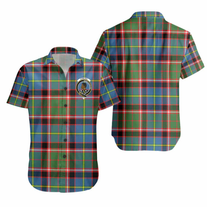 Scottish Stirling (of Keir) Clan Crest Tartan Short Sleeve Shirt Tartan Plaid