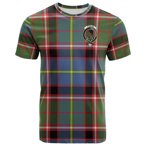 Scottish Stirling (of Keir) Clan Crest Tartan T-Shirt Front Side Tartan Plaid