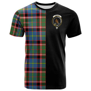 Scottish Stirling (of Keir) Clan Crest Tartan T-Shirt Half in Me Front Side Tartan Plaid
