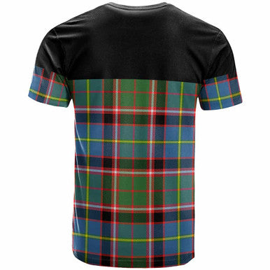 Scottish Stirling (of Keir) Clan Crest Tartan T-Shirt - Horizontal Style Back Side Tartan Plaid