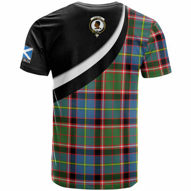 Scottish Stirling (of Keir) Clan Crest Tartan T-Shirt - Scotland Forever Style Back Side Tartan Plaid