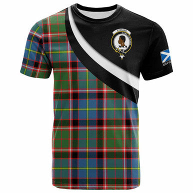 Scottish Stirling (of Keir) Clan Crest Tartan T-Shirt - Scotland Forever Style Front Side Tartan Plaid