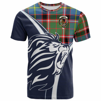 Scottish Stirling (of Keir) Clan Crest Tartan T-Shirt - Bend Style Front Side Tartan Plaid