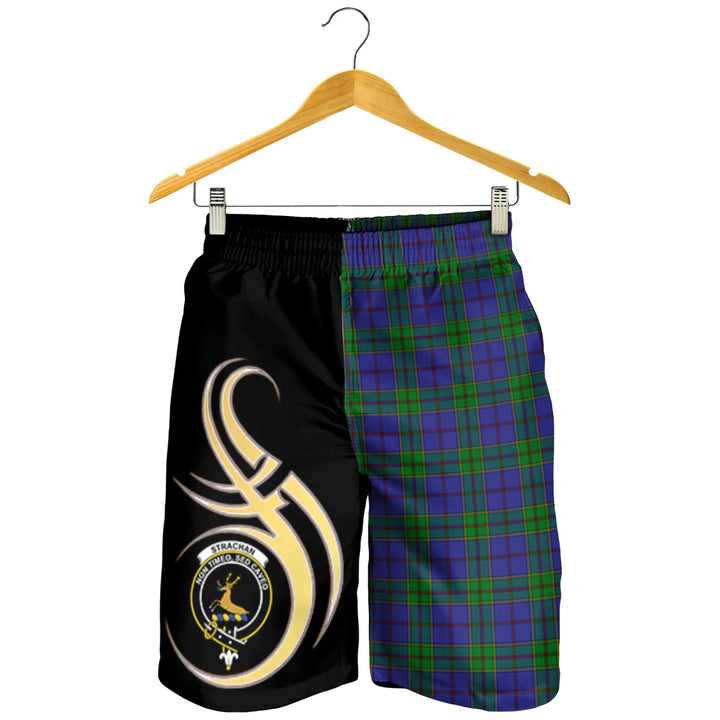 Scottish Strachan Clan Crest Tartan Believe in Me Men's Shorts