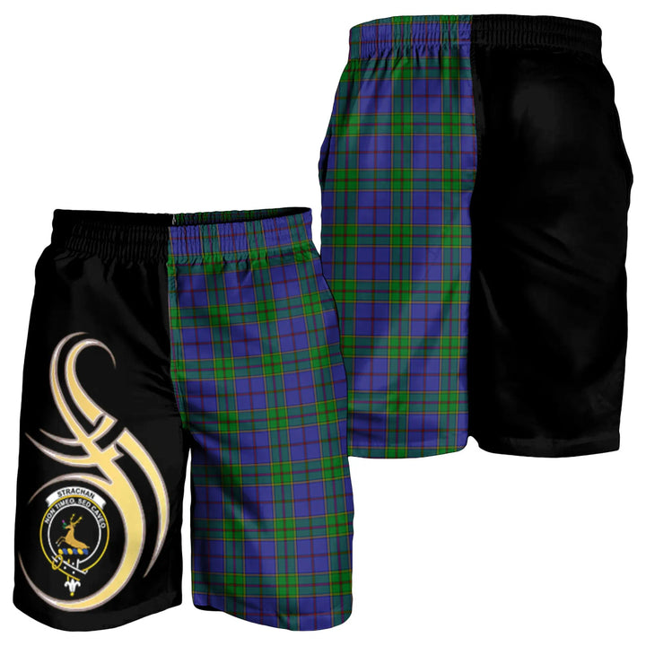 Scottish Strachan Clan Crest Tartan Believe in Me Men's Shorts