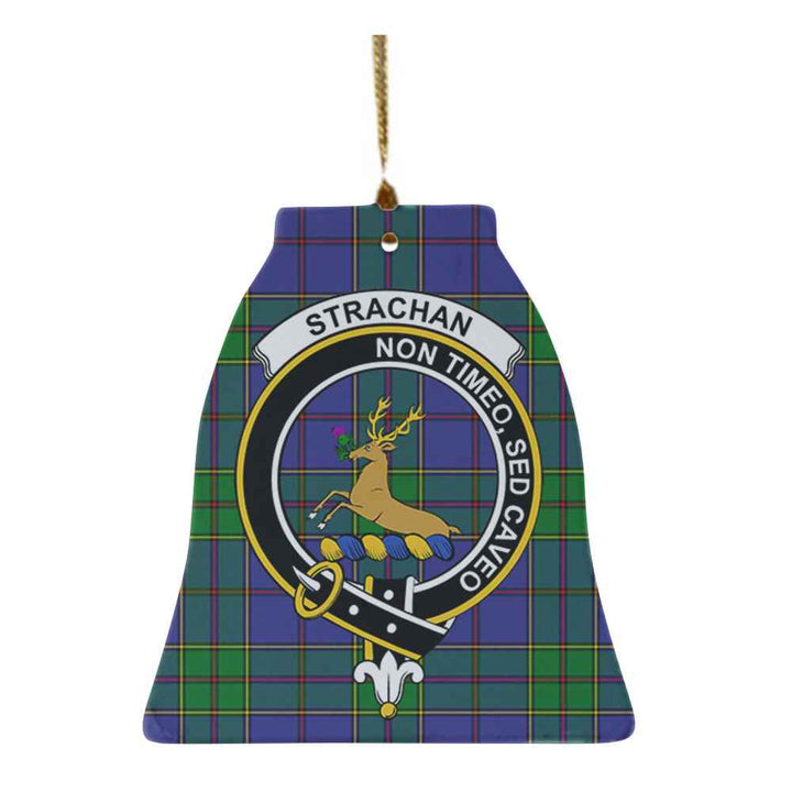 Scottish Strachan Clan Crest Tartan Ceramic Ornament Bell Shape Tartan Plaid