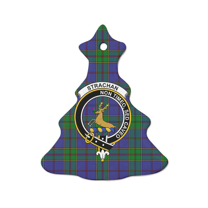 Scottish Strachan Clan Crest Tartan Ceramic Ornament Tree Shape Tartan Plaid