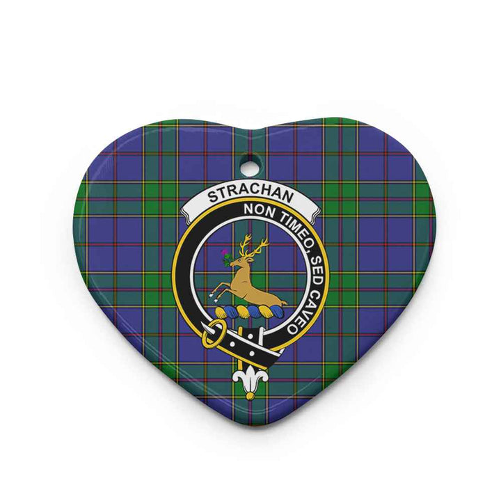 Scottish Strachan Clan Crest Tartan Ceramic Ornament Heart Shape Tartan Plaid